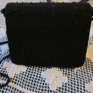 NITEBAGS BLACK w/BEADS *EVENING  SHOULDER/HANDBAG*